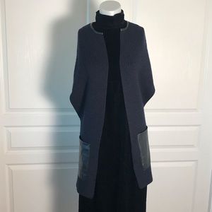 ANN TAYLOR‎ NAVY & BLACK DOLMAN SLEEVE KNIT VEST